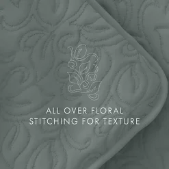 Discount Kirklands Home Stitched Floral 2-pc. Twin Quilt Set Green