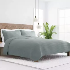 Outlet Kirklands Home Stitched Stripes 3-pc. King Quilt Set Green
