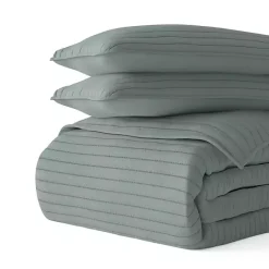 Outlet Kirklands Home Stitched Stripes 3-pc. King Quilt Set Green
