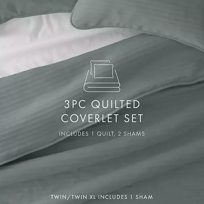 Outlet Kirklands Home Stitched Stripes 3-pc. King Quilt Set Green