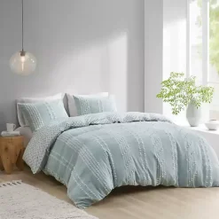 New Kirklands Home Stripe Diamond California King Comforter Set Green