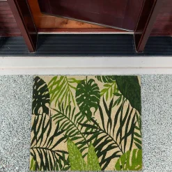 Kirklands Home Tropical Fronds Doormat Green