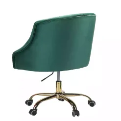 New Kirklands Home Velvet Tufted Golden Leg Swivel Office Chair Green