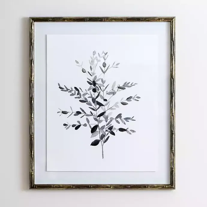 Discount Kirklands Home Greige Leaves II Bamboo Frame Art Print