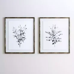 Discount Kirklands Home Greige Leaves II Bamboo Frame Art Print
