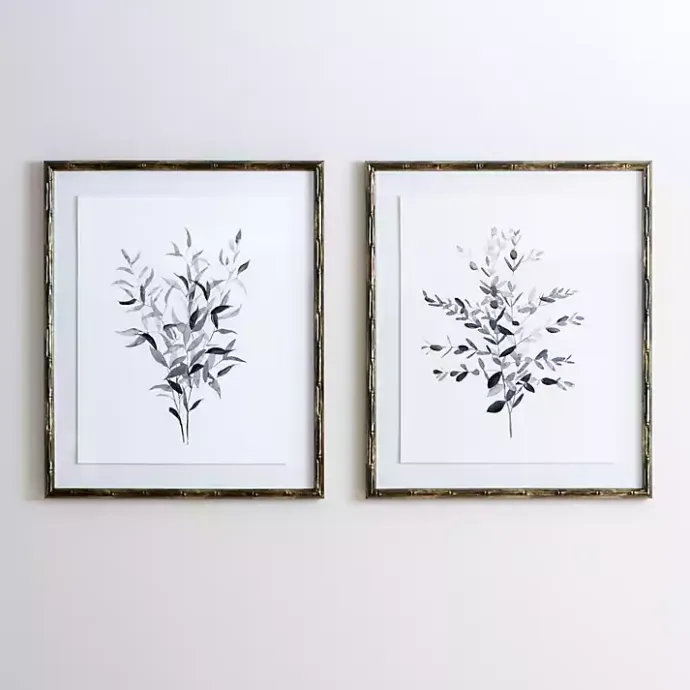 Discount Kirklands Home Greige Leaves II Bamboo Frame Art Print