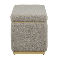 Best Kirklands Home Greige Sherpa & Pine Rectangle Storage Ottoman
