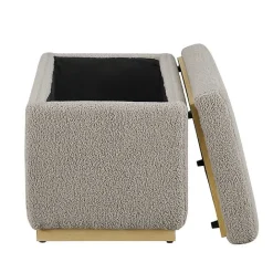 Best Kirklands Home Greige Sherpa & Pine Rectangle Storage Ottoman