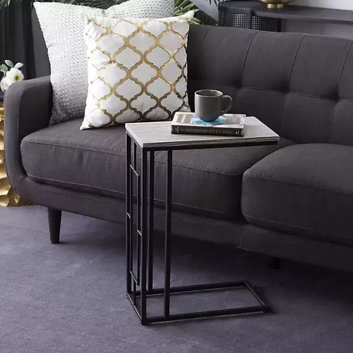 Sale Kirklands Home Gunmetal Black Geometric Metal C-Table Brown