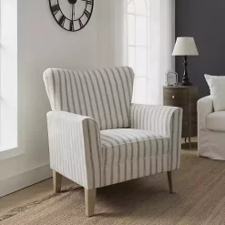Online Kirklands Home Gustaf Gray Striped Armchair