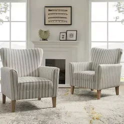 Online Kirklands Home Gustaf Gray Striped Armchair