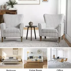 Online Kirklands Home Gustaf Gray Striped Armchair