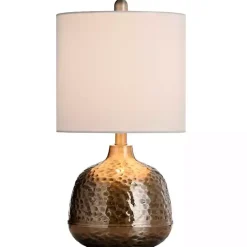 Outlet Kirklands Home Hammered Brass Accent Table Lamp White