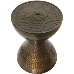New Kirklands Home Hammered Bronze Iron Hourglass Accent Table Brown