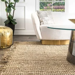 Hot Kirklands Home Hand Woven Chunky Loop Jute Caspar Area Rug, 4x6 Tan