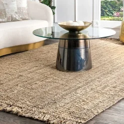 Kirklands Home Hand Woven Chunky Loop Natural Jute Area Rug, 7x9 Tan