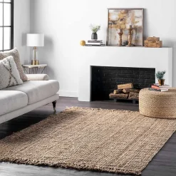 Kirklands Home Hand Woven Looped Natural Jute Area Rug, 9x12 Tan