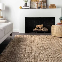 Online Kirklands Home Hand Woven Looped Natural Jute Area Rug, 9x13 Tan