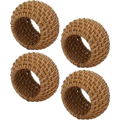 Discount Kirklands Home Hazelnut Woven Rat Napkin Rings, Set of 4 Tan