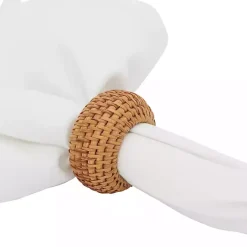 Discount Kirklands Home Hazelnut Woven Rat Napkin Rings, Set of 4 Tan