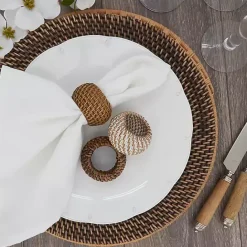 Discount Kirklands Home Hazelnut Woven Rat Napkin Rings, Set of 4 Tan