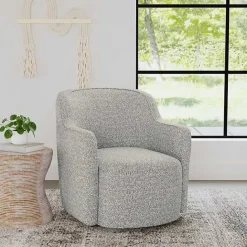 Online Kirklands Home Heather Boucle Swivel Barrel Accent Chair Gray