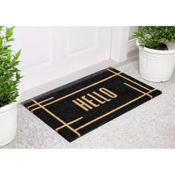 Outlet Kirklands Home Hello Linear Doormat Black