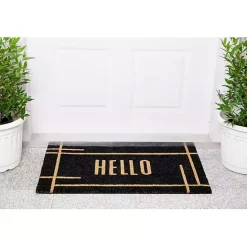 Outlet Kirklands Home Hello Linear Doormat Black