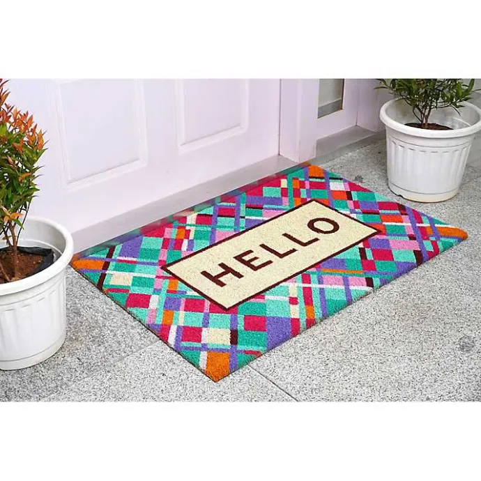 Hot Kirklands Home Hello Colorful Diamond Doormat Blue