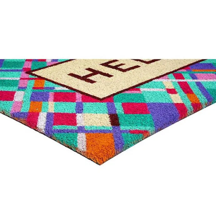 Hot Kirklands Home Hello Colorful Diamond Doormat Blue