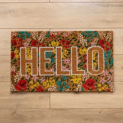 Kirklands Home Hello Floral Coir Doormat Multi