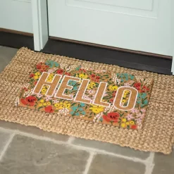 Kirklands Home Hello Floral Coir Doormat Multi