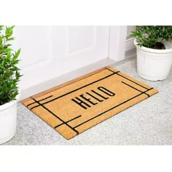 Kirklands Home Hello Natural Linear Doormat Brown