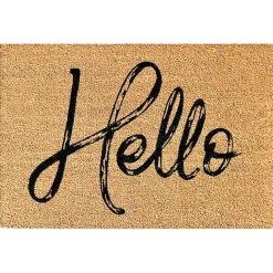 New Kirklands Home Hello Script Natural Doormat Brown