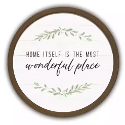 Discount Kirklands Home Home is Wonderful Round Framed Plaque Brown