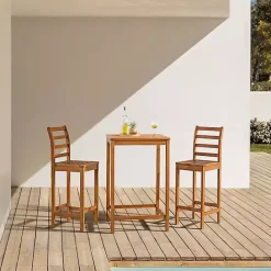 Hot Kirklands Home Honey Acacia Wood Bar Height 3-pc. Bistro Set Tan
