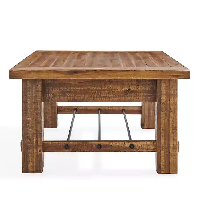 Discount Kirklands Home Honey Acacia Wood Coffee Table with Metal Bars Tan