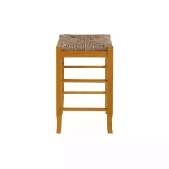 Outlet Kirklands Home Honey Wood and Woven Rush Counter Stool Tan
