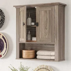 Hot Kirklands Home Honey Woodgrain Wall-Mounted Cabinet Tan