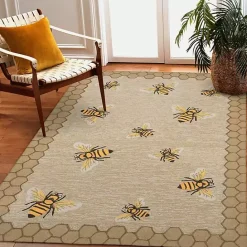 Clearance Kirklands Home Honeycomb Bees Outdoor Area Rug, 5x7