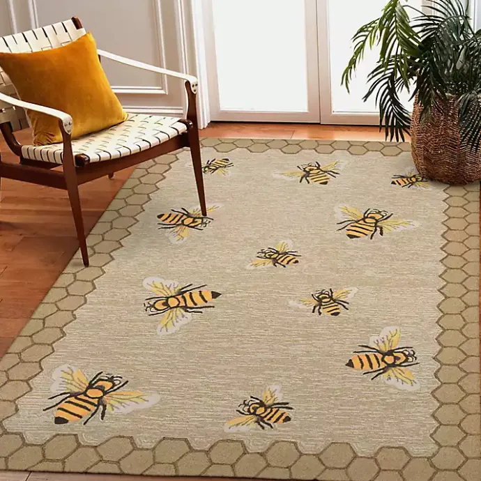 Clearance Kirklands Home Honeycomb Bees Outdoor Area Rug, 5x7