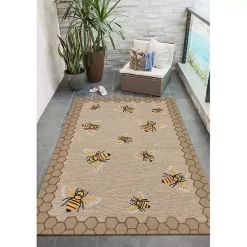 Clearance Kirklands Home Honeycomb Bees Outdoor Area Rug, 5x7
