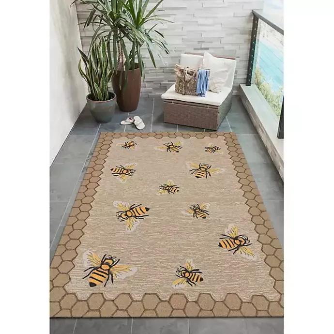 Clearance Kirklands Home Honeycomb Bees Outdoor Area Rug, 5x7