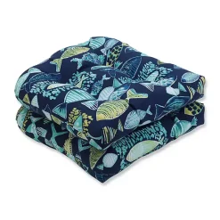Sale Kirklands Home Hooked Lagoon Wicker Seat Cushions, Set of 2 Blue