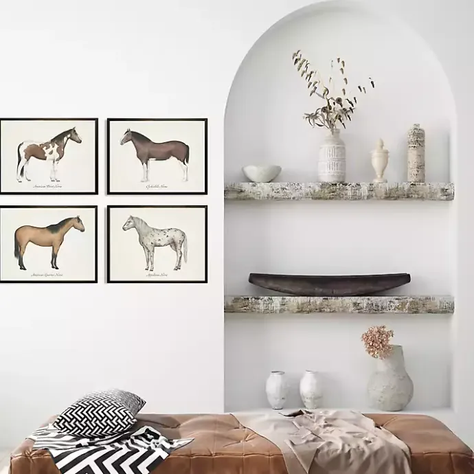 Best Kirklands Home Horses Framed Art Prints, Set of 4 White
