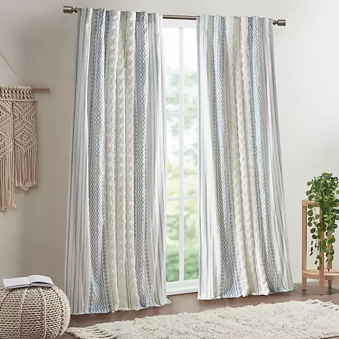Kirklands Home Imani Chenille Stripe Curtain Panel, 84 in. Blue