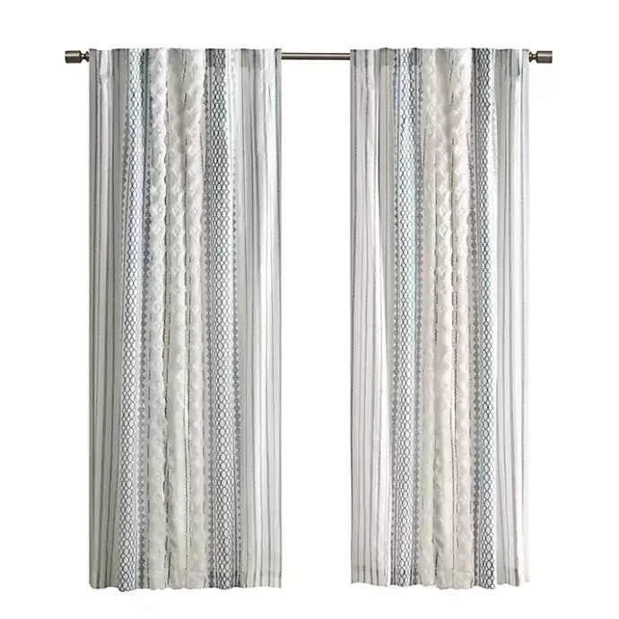 Kirklands Home Imani Chenille Stripe Curtain Panel, 84 in. Blue