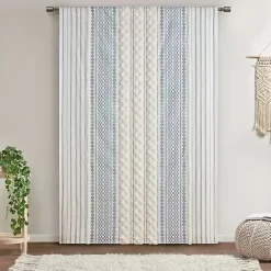 Kirklands Home Imani Chenille Stripe Curtain Panel, 84 in. Blue