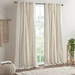 Online Kirklands Home Imani Cream Chenille Stripe Curtain Panel, 84 in. Ivory