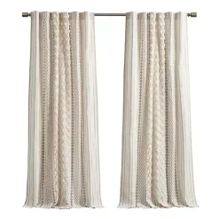 Online Kirklands Home Imani Cream Chenille Stripe Curtain Panel, 84 in. Ivory